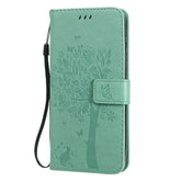 Tree & Cat Embossed Pattern Horizontal Flip Leather Case with Holder & Card Slots & Wallet & Lanyard, For Motorola Moto G Power, For Motorola Moto G8 Power Lite